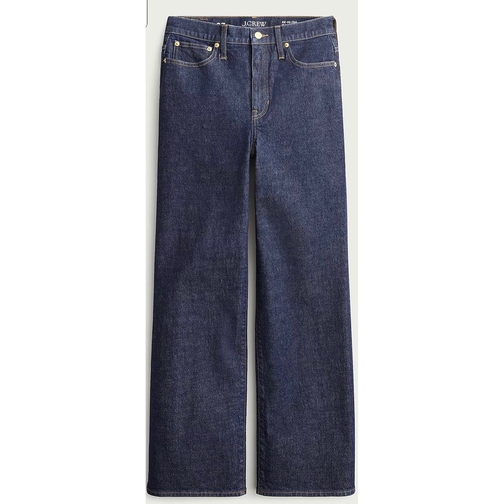 J.Crew 96 Slim Wide Leg Petite Jeans Dark Indigo High Rise Cropped Size 30P